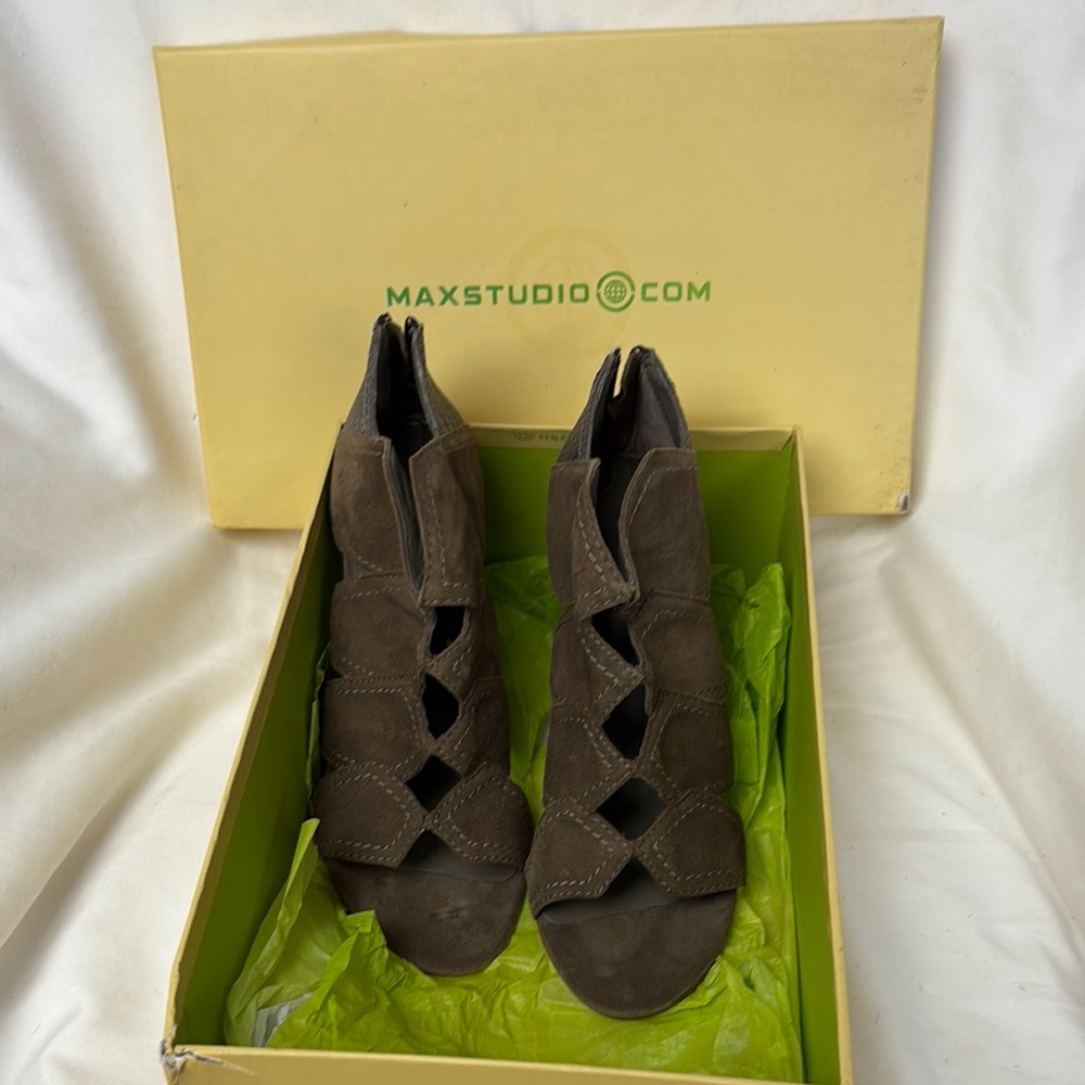 Brown Suede Cutout Sandals